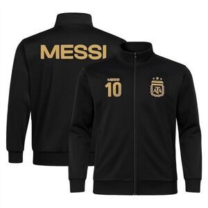 NEW AFA Argentina‎ Messi 10 Soccer Track Jacket Black Gold Mens Large World Cup